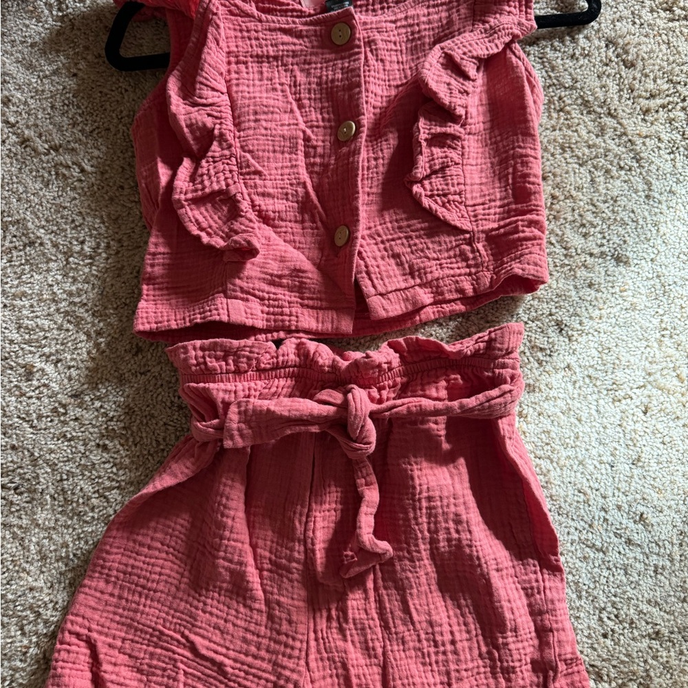 Coral Gauze Cotton Two-Piece Set- Girl’s